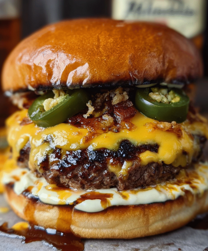 Fireball Whiskey Jalapeño Popper Burger