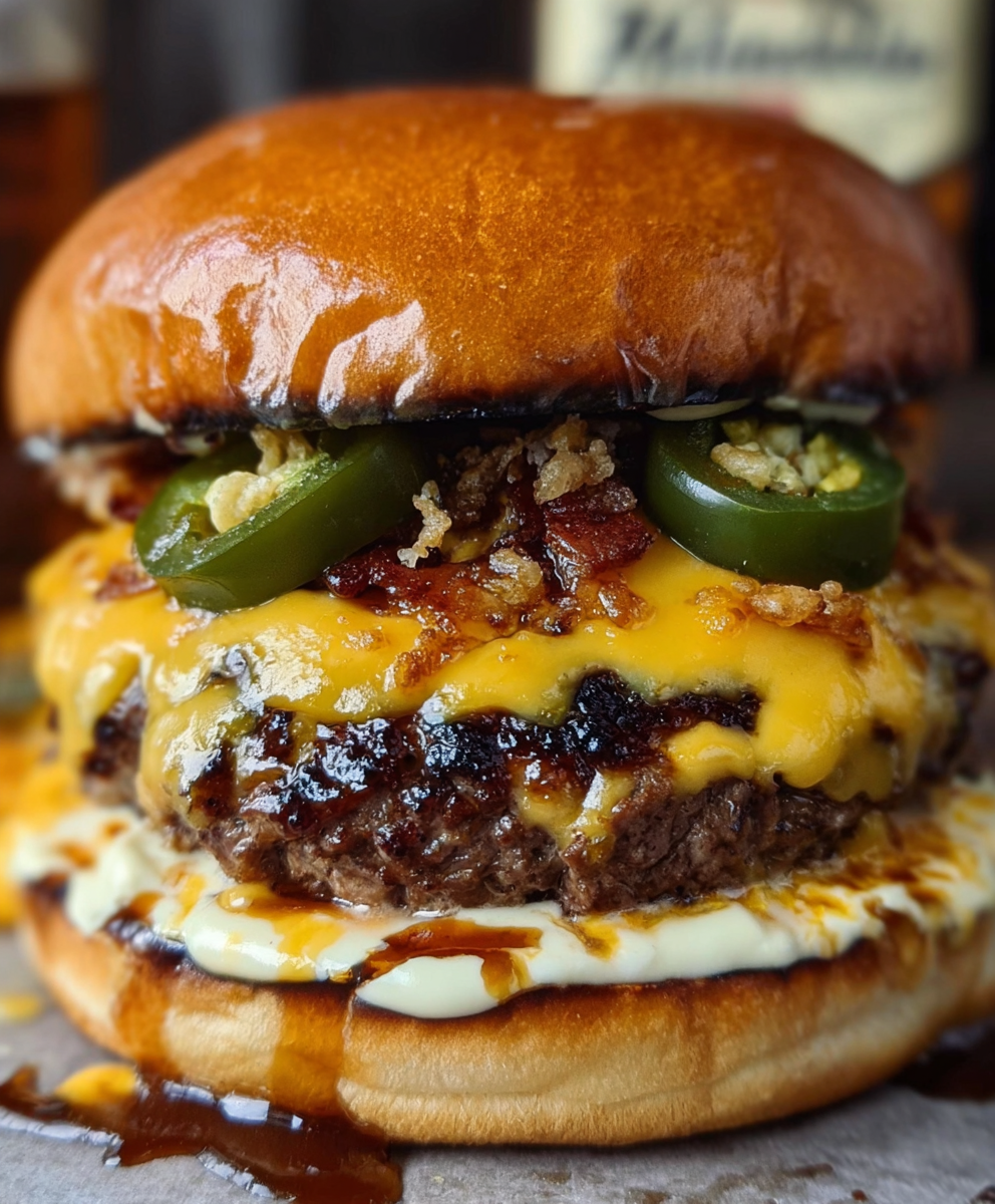 Fireball Whiskey Jalapeño Popper Burger