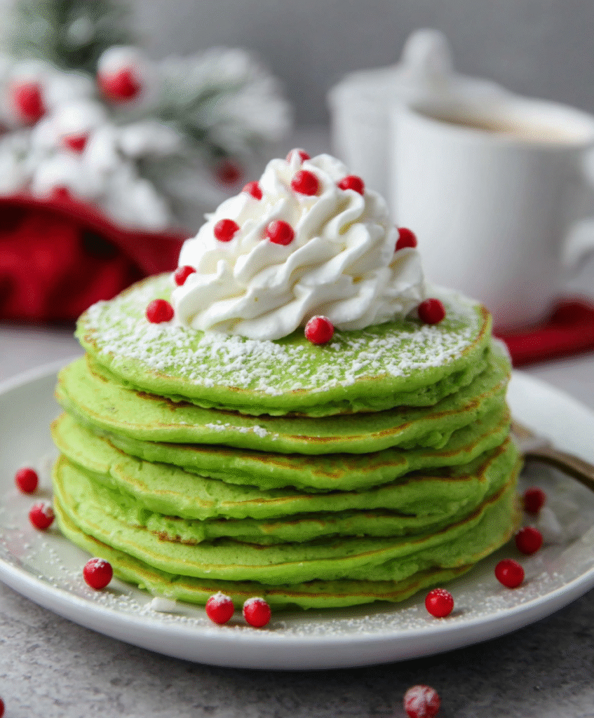 Fluffy Grinch Pancakes
