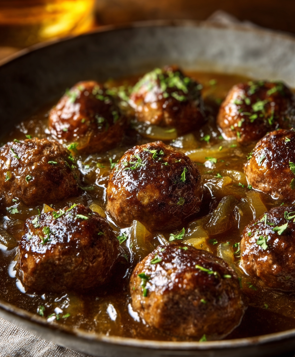 French Onion Meatballs