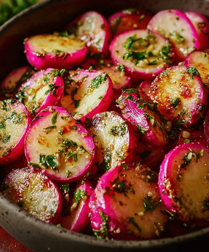 Garlic Herb Roasted Radishes