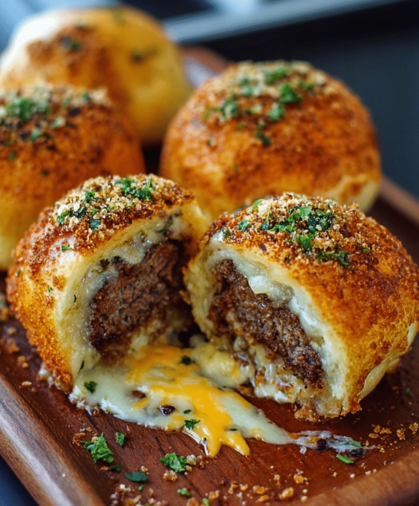 Garlic Parmesan Cheeseburger Bombs