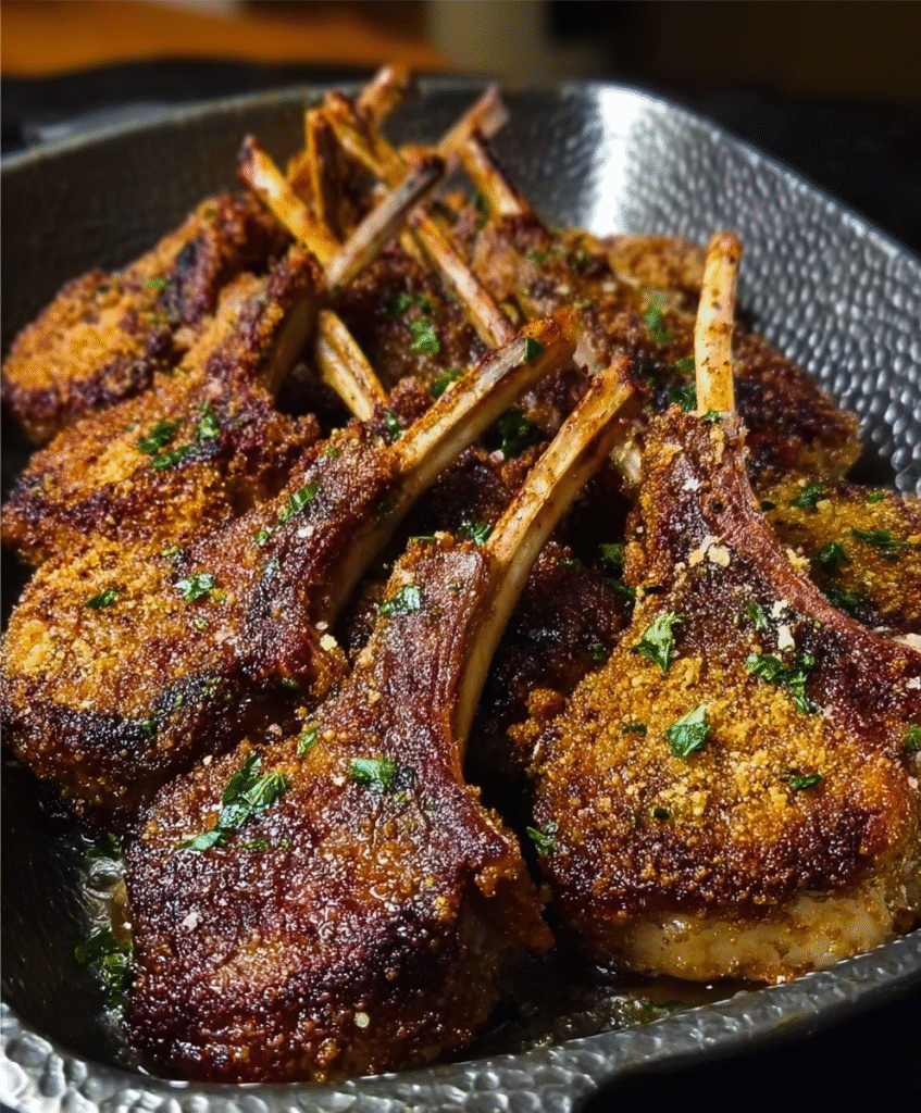 Garlic Parmesan Fried Lamb Chops