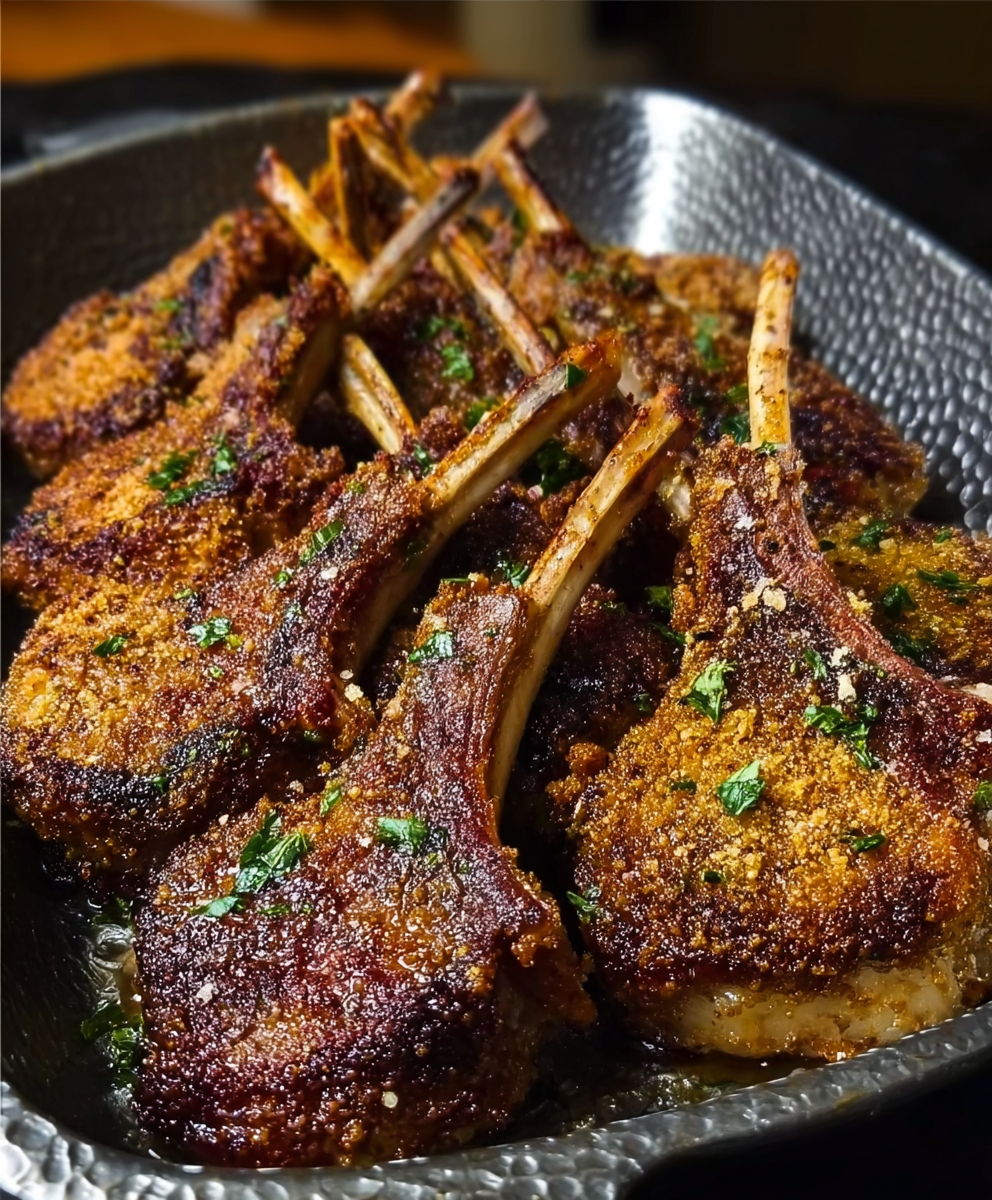 Garlic Parmesan Fried Lamb Chops