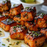 Honey Butter Garlic Glazed Salmon Bites