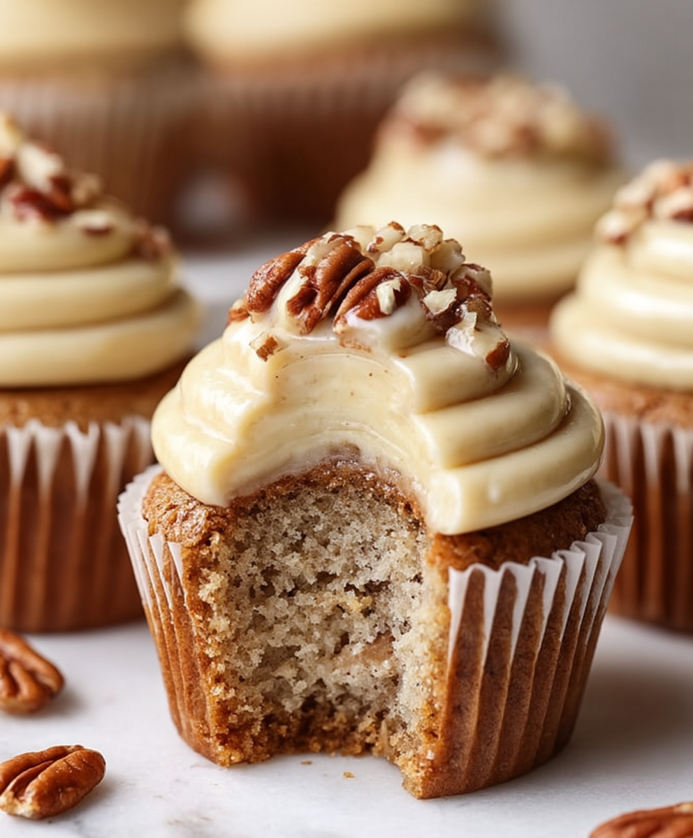 Irresistible Banana Cinnamon Pecan Cupcakes
