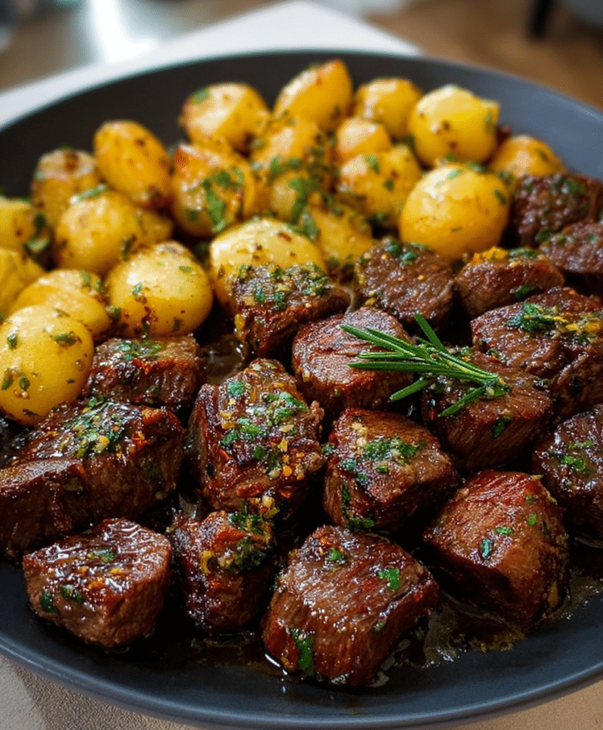 Irresistible Garlic Butter Steak Bites & Potatoes