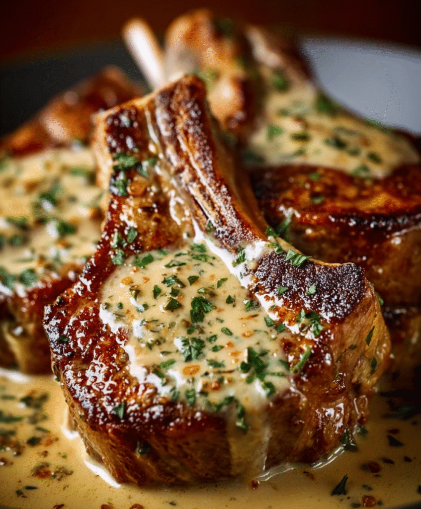 Juicy Garlic Herb Lamb Chops with Creamy Dijon Sauce