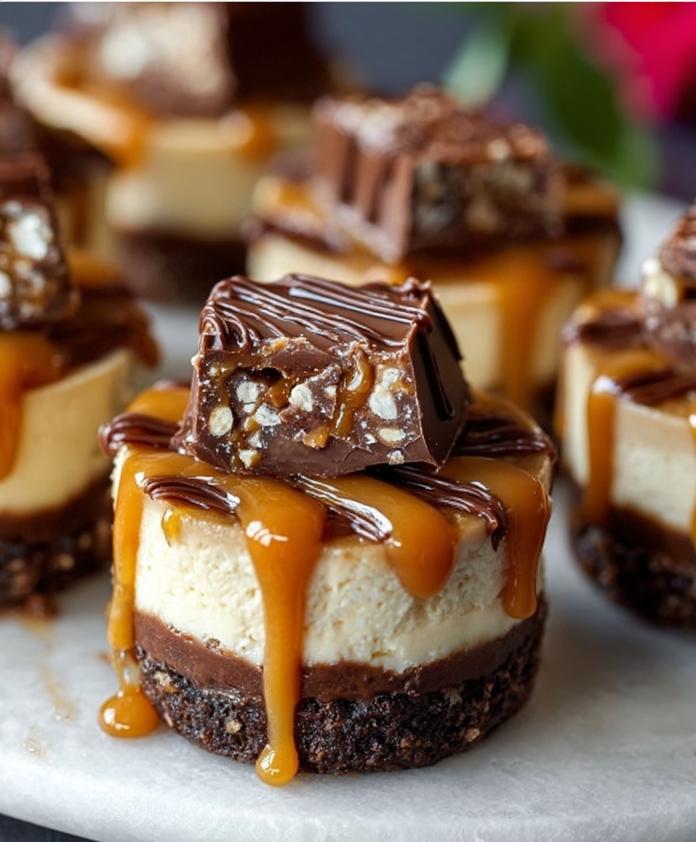 No-Bake Chocolate Caramel Cheesecake Bites