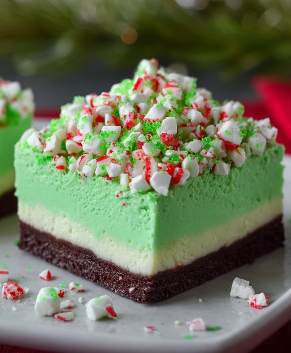 No-Bake Grinch Cheesecake Squares