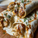 Ooey-Gooey Cheesy Garlic Chicken Wraps