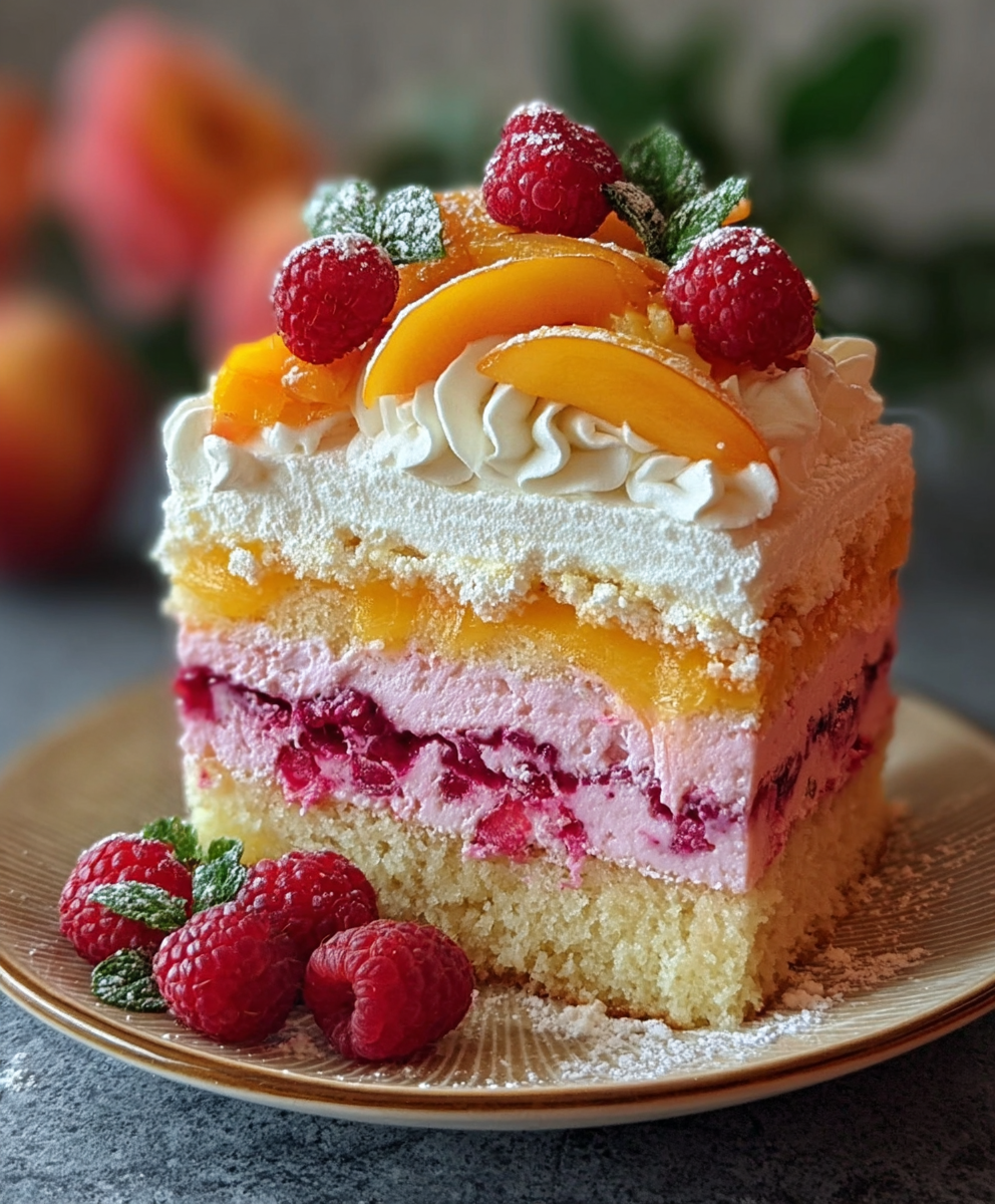 Peach Raspberry Cream Dream Cake