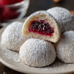 Raspberry-Filled Almond Snow Cookies