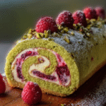 Raspberry Pistachio Swiss Roll