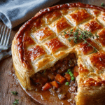 Rustic Beef & Vegetable Puff Pastry Pie