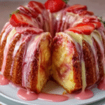 Strawberry Vanilla Marble Bundt Cake