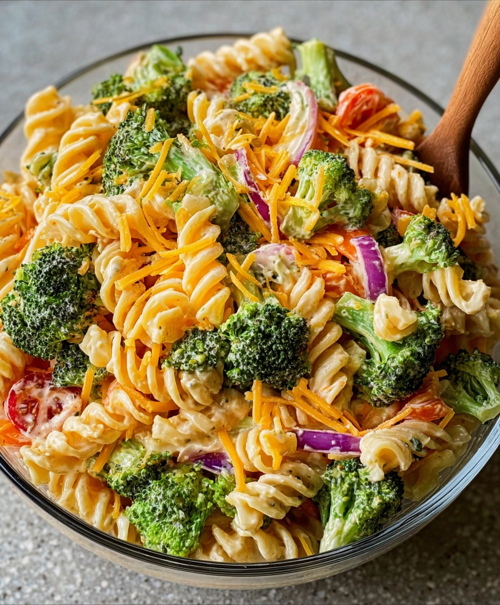 Summer Broccoli Cheddar Pasta Salad