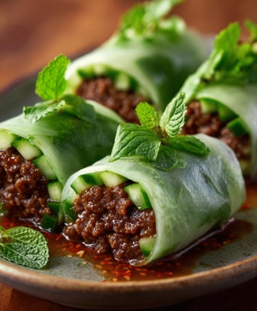 20-Minute Thai Basil Beef Rolls