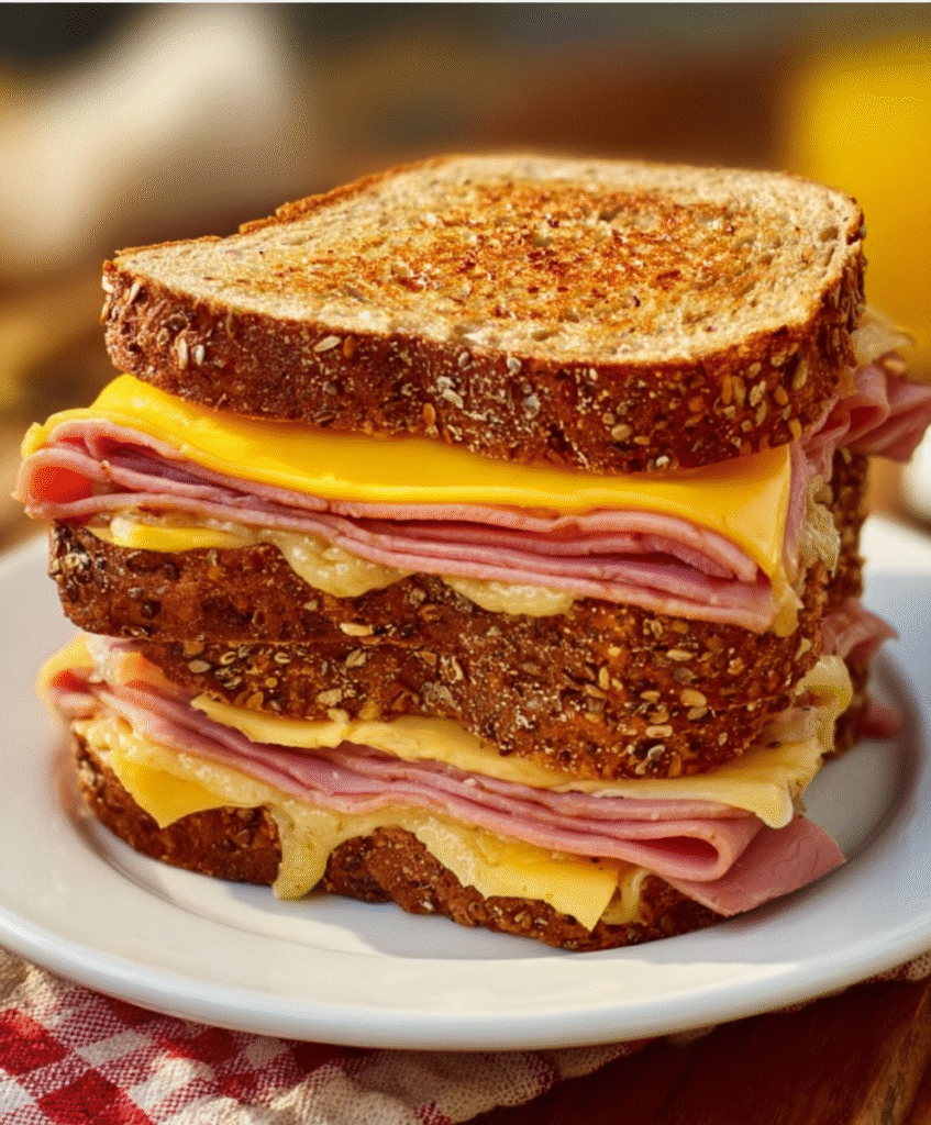 Air Fryer Grilled Ham & Cheese Stack