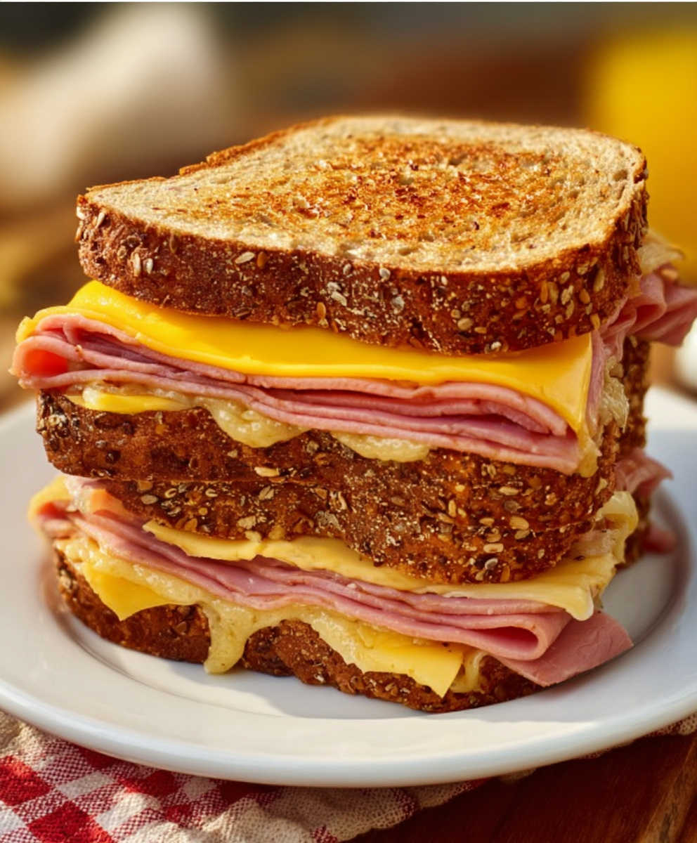 Air Fryer Grilled Ham & Cheese Stack
