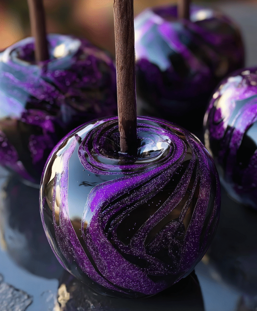 Black Poison Swirl Candy Apples