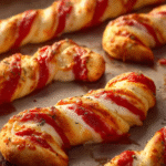 Candy Cane Margherita Pizza Twists