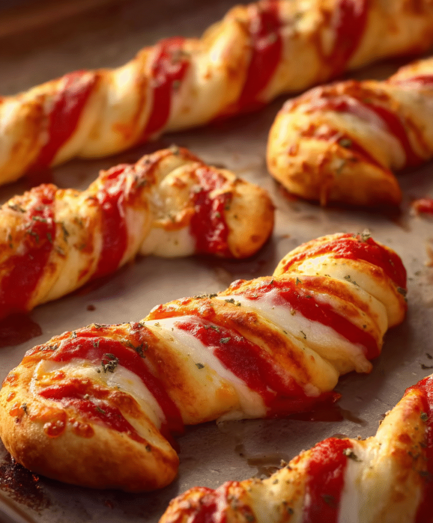 Candy Cane Margherita Pizza Twists