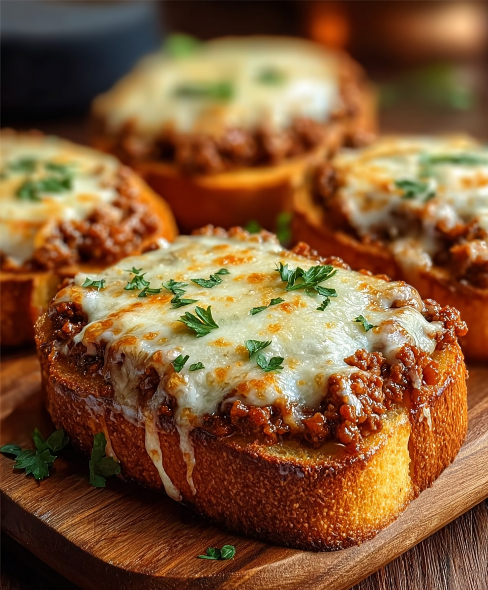 Cheesy Garlic Bread Sloppy Joe Melts