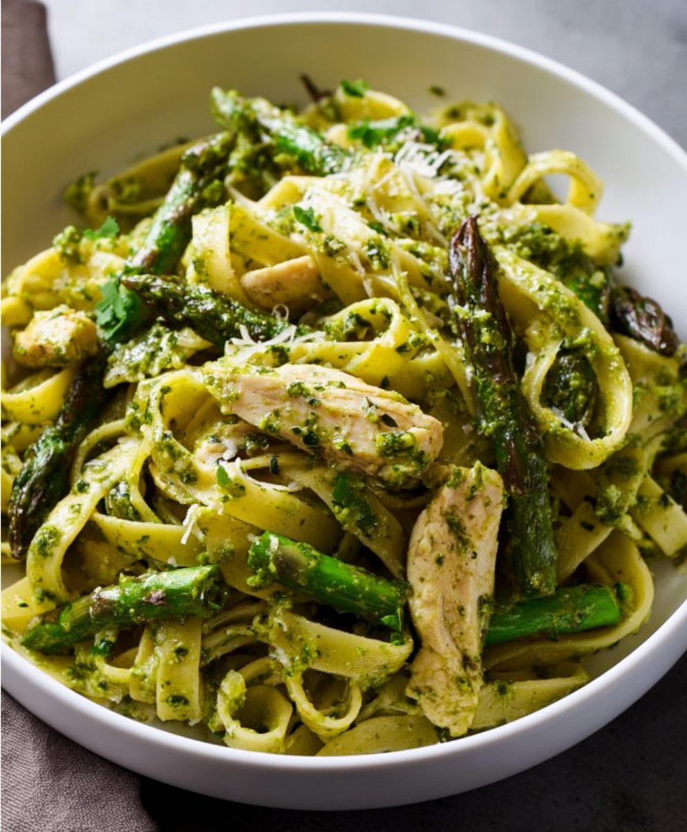 Chicken Asparagus Pesto Pasta