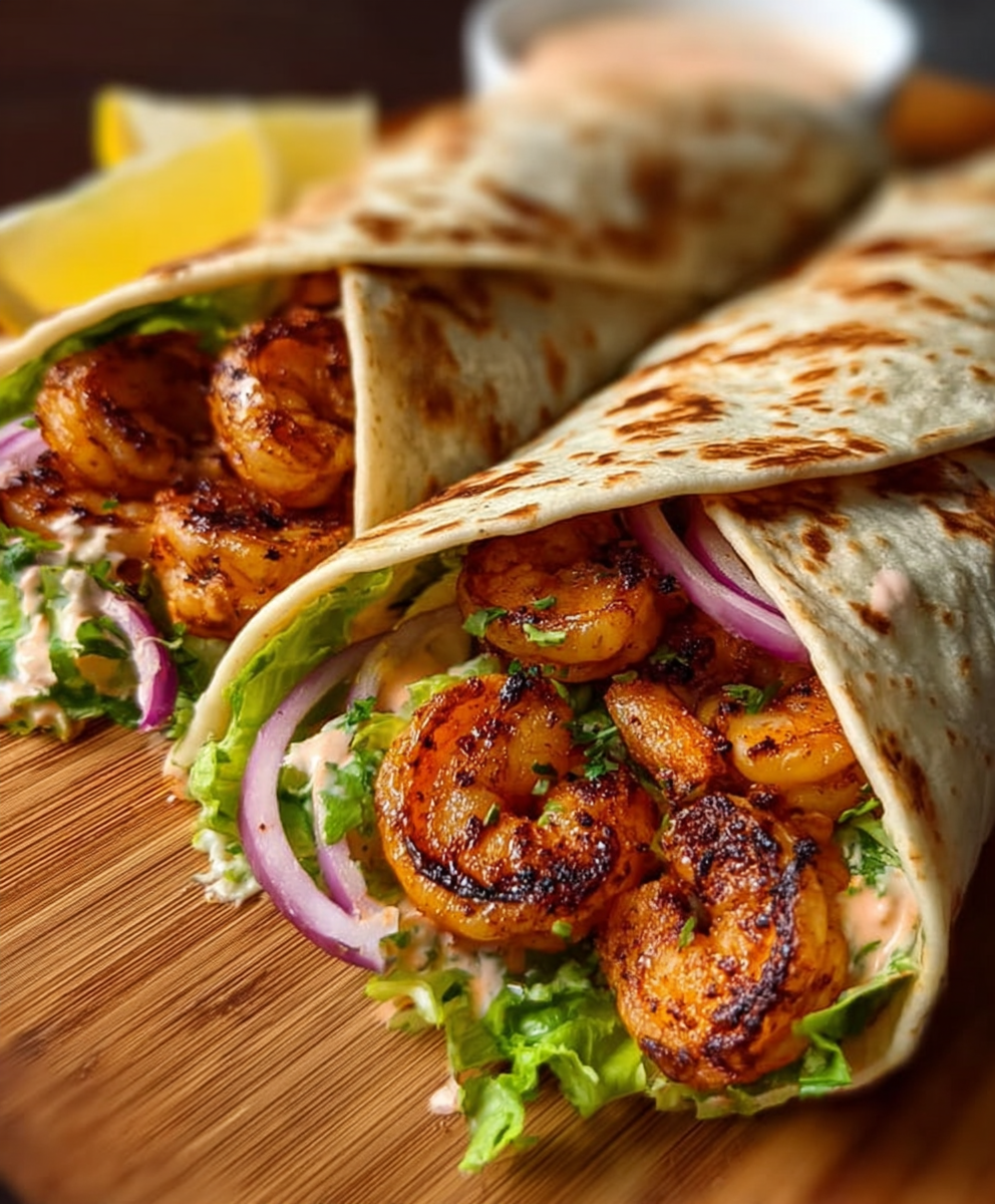 Chipotle Yogurt Shrimp Wraps