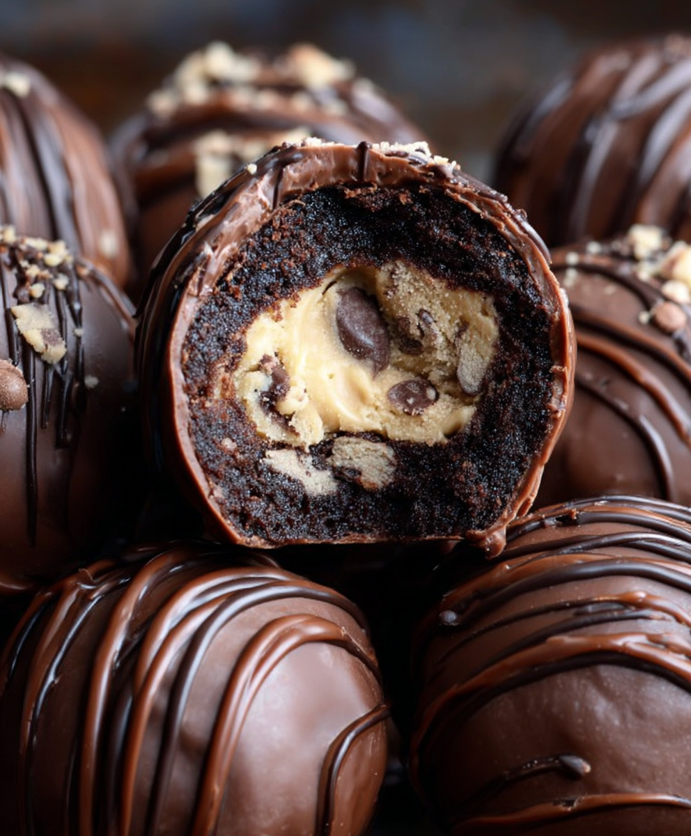 Cookie Dough–Stuffed Brownie Truffles