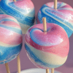 Cotton Candy Swirl Candy Apples