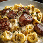 Cracked Garlic Steak Tortellini in Creamy House Sauce