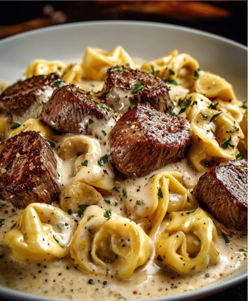 Cracked Garlic Steak Tortellini in Creamy House Sauce