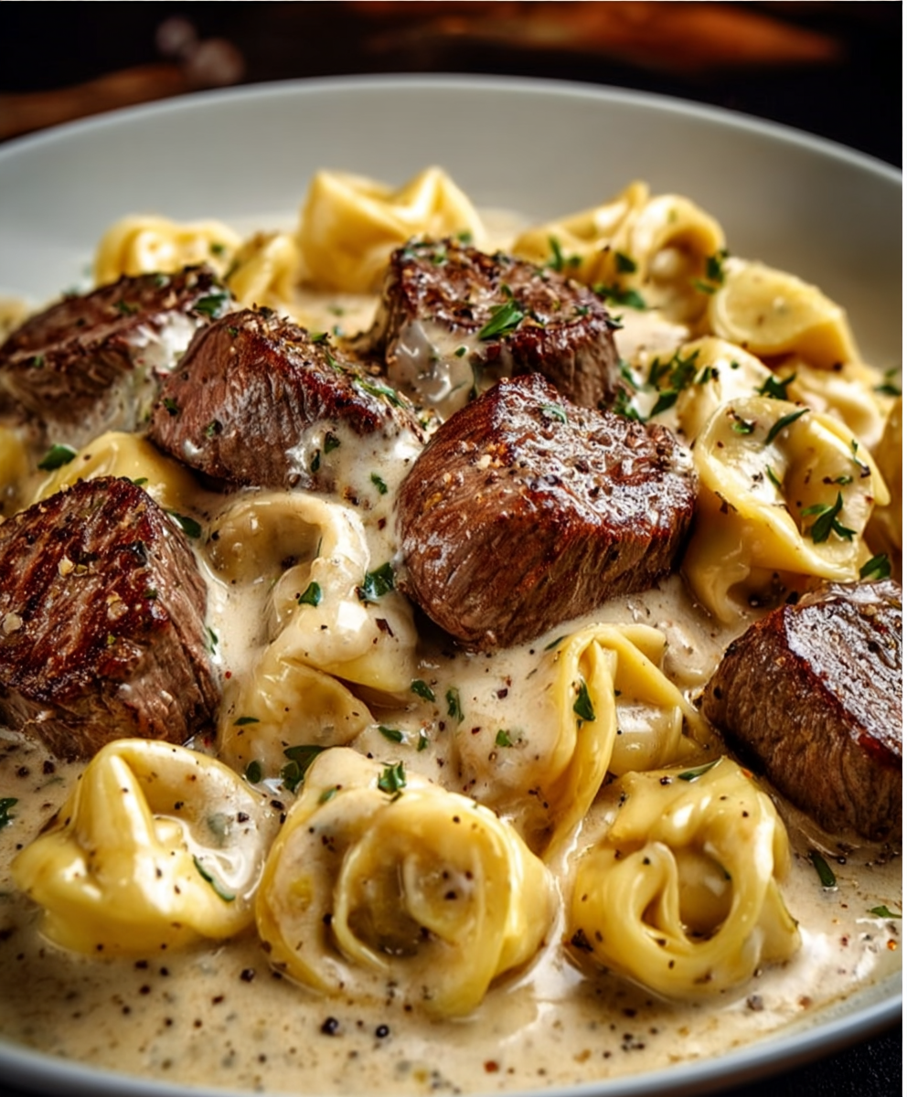 Cracked Garlic Steak Tortellini in Creamy House Sauce