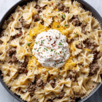 Creamy Ranch Beef Bowtie Pasta Skillet