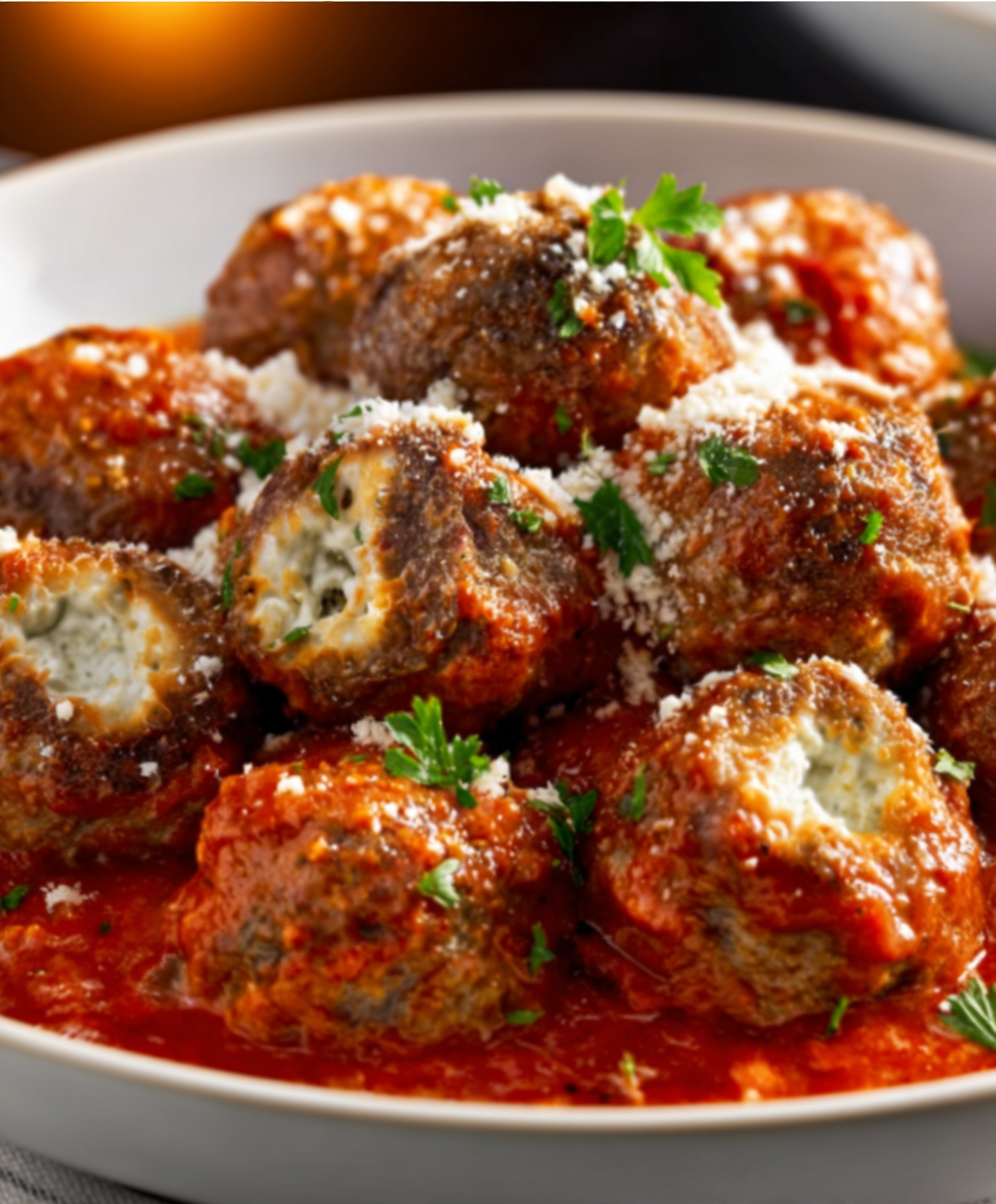 Creamy Ricotta Meatballs in Marinara