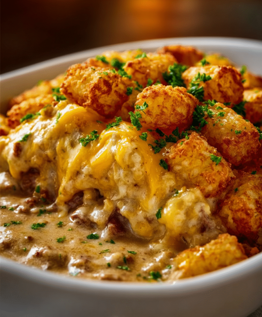 Easy Cowboy Casserole with Tater Tots