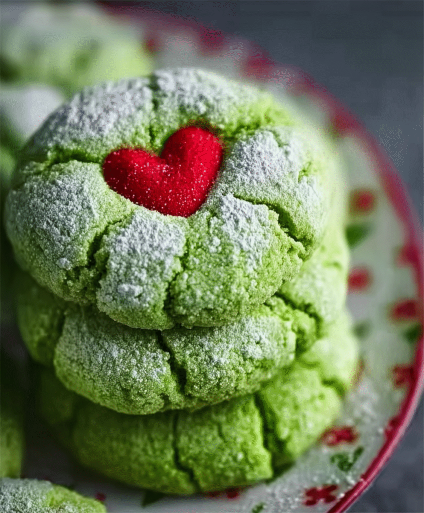 Easy Grinch Heart Cookies