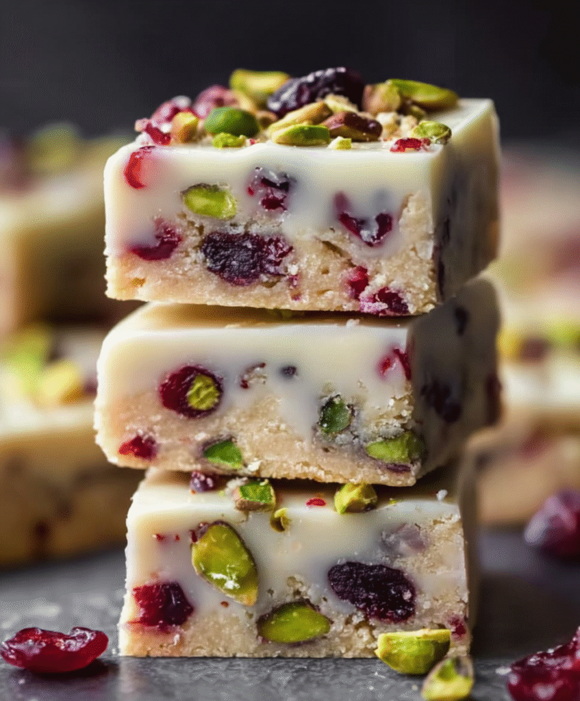 Festive Cranberry Pistachio Shortbread Bars