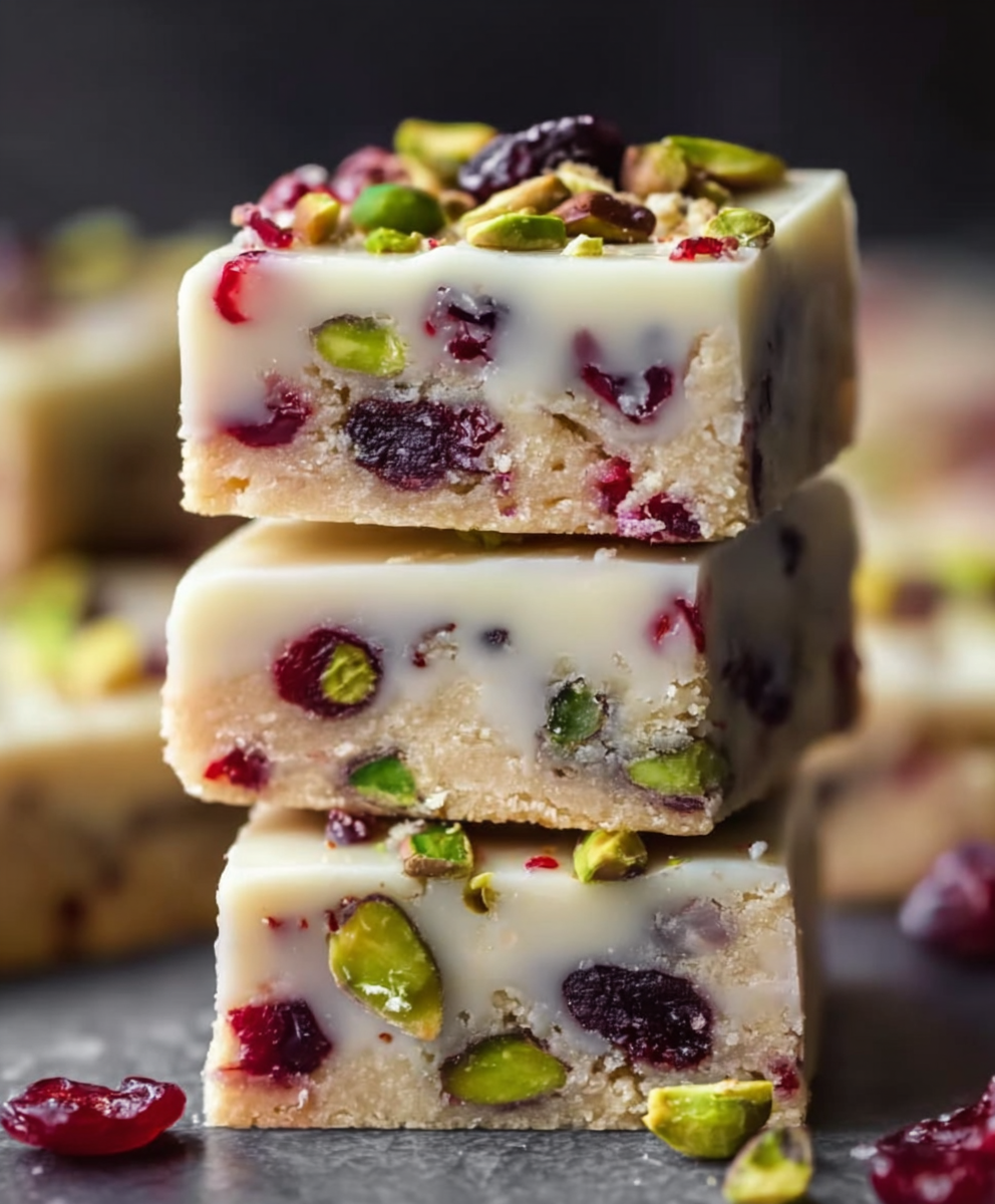 Festive Cranberry Pistachio Shortbread Bars