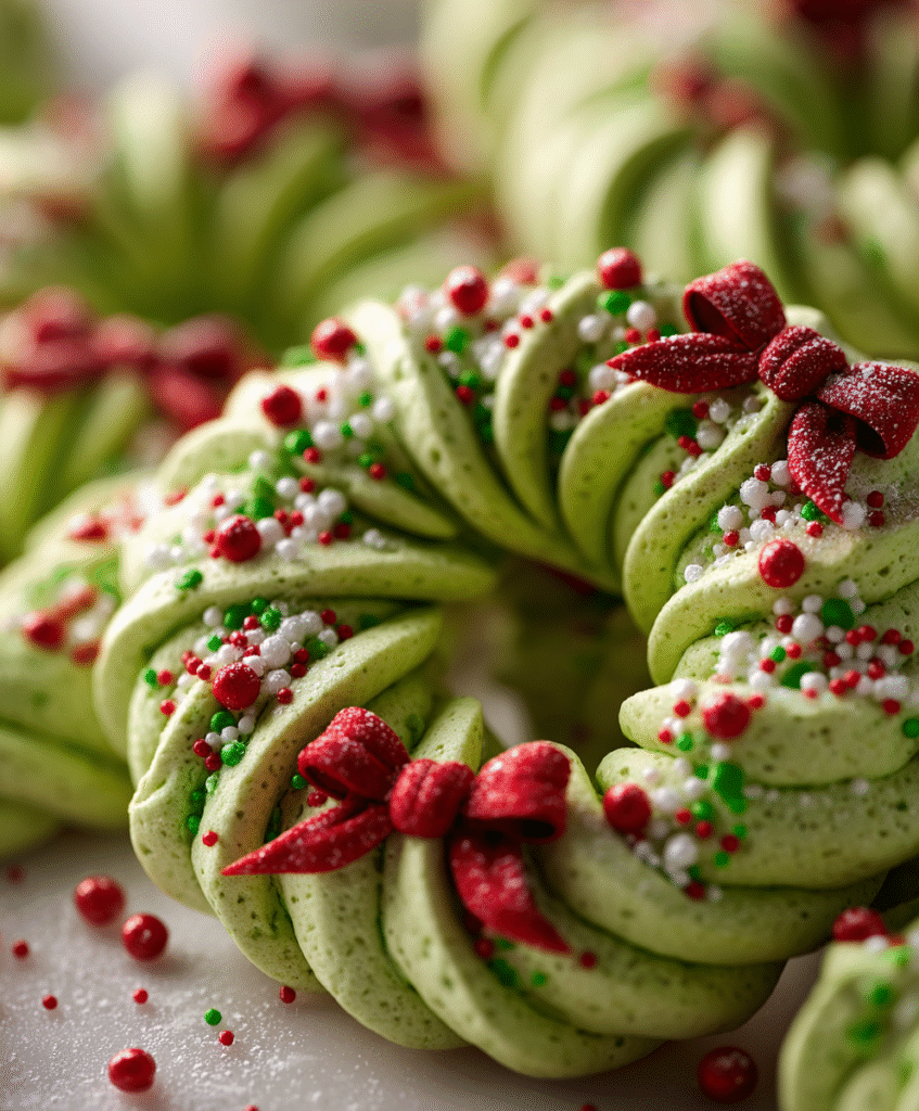 Festive Meringue Wreath Cookies