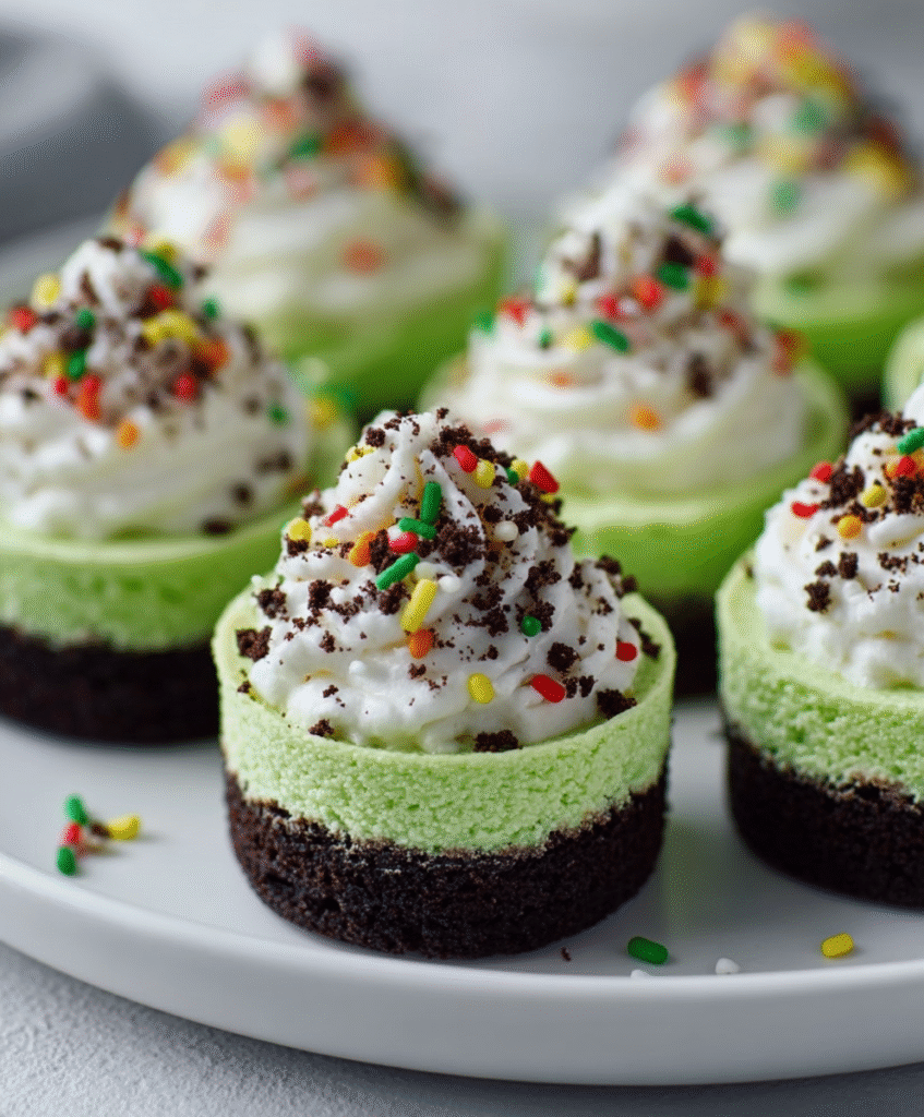 Grinchy Green Mini Cheesecakes