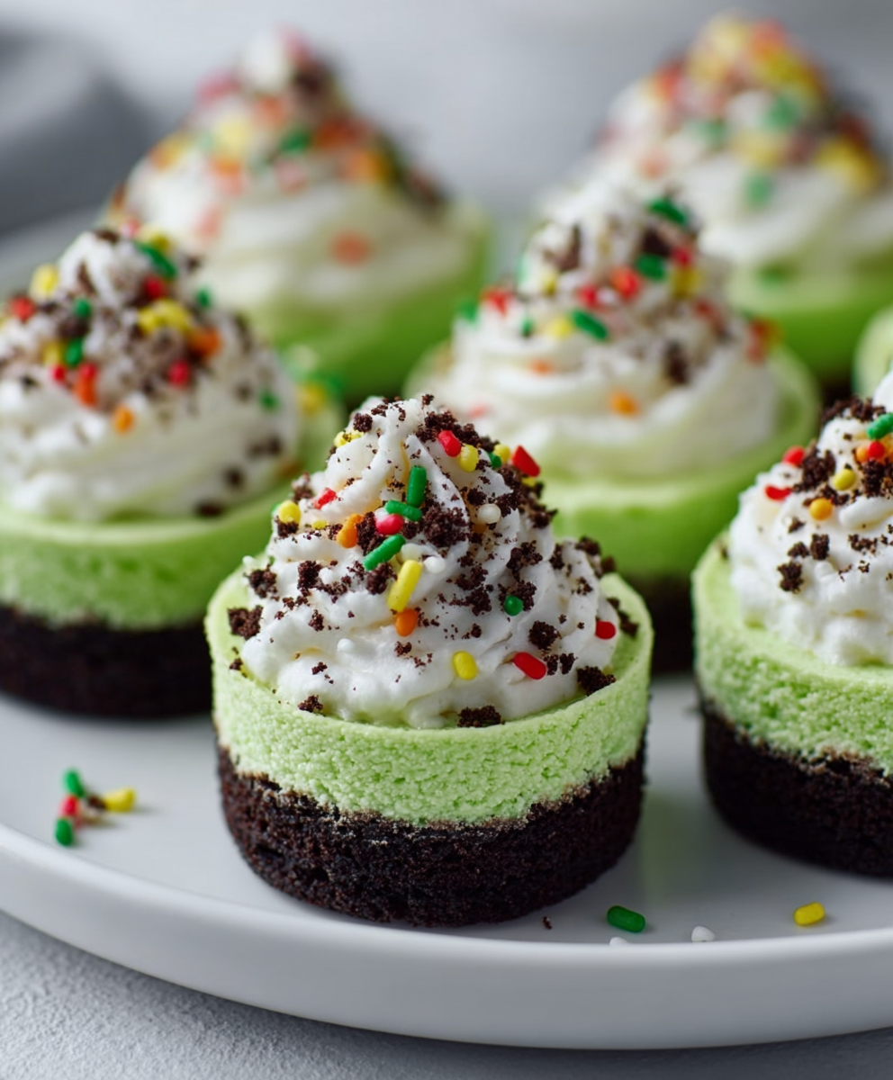 Grinchy Green Mini Cheesecakes
