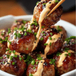 Korean BBQ Meatballs with Spicy Mayo Dip