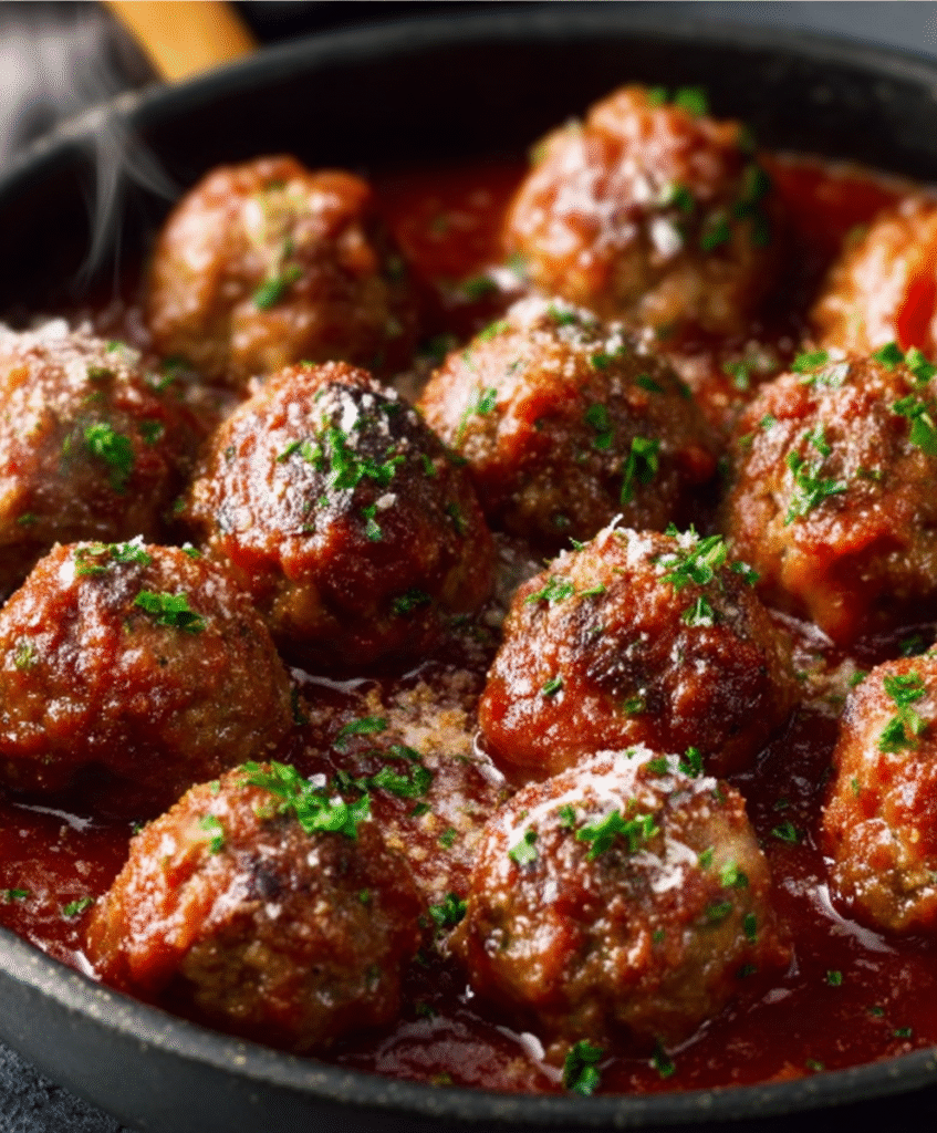 Oven-Baked Italian Meatballs in Marinara