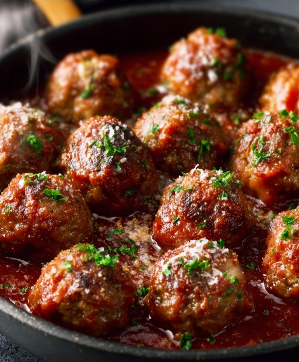 Oven-Baked Italian Meatballs in Marinara