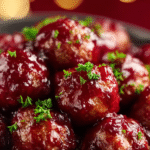 Sweet & Tangy Christmas Cranberry Party Meatballs