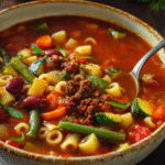 Umami-Rich Vegan Minestrone with Sun-Dried Tomato Pesto