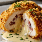 Air Fryer Chicken Cordon Bleu with Creamy Swiss Sauce